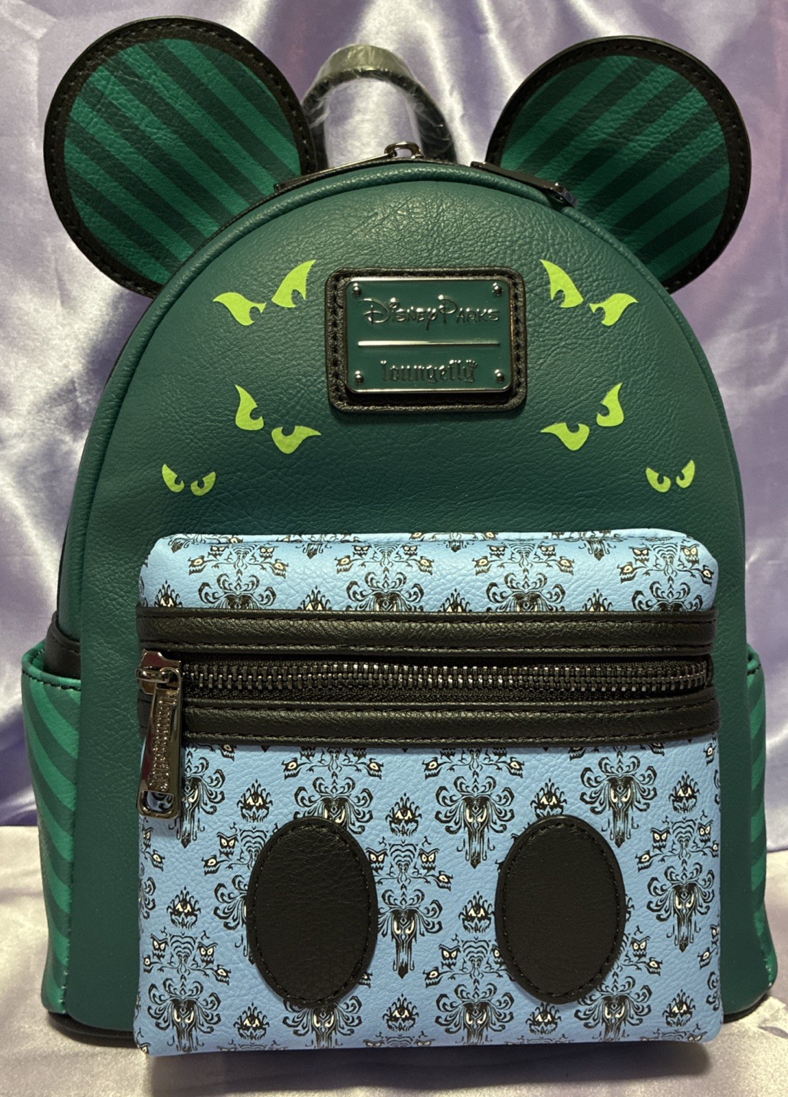 Disney Haunted Mansion Mickey Loungefly Mini Backpack 50 Years Main Att GITD NEW