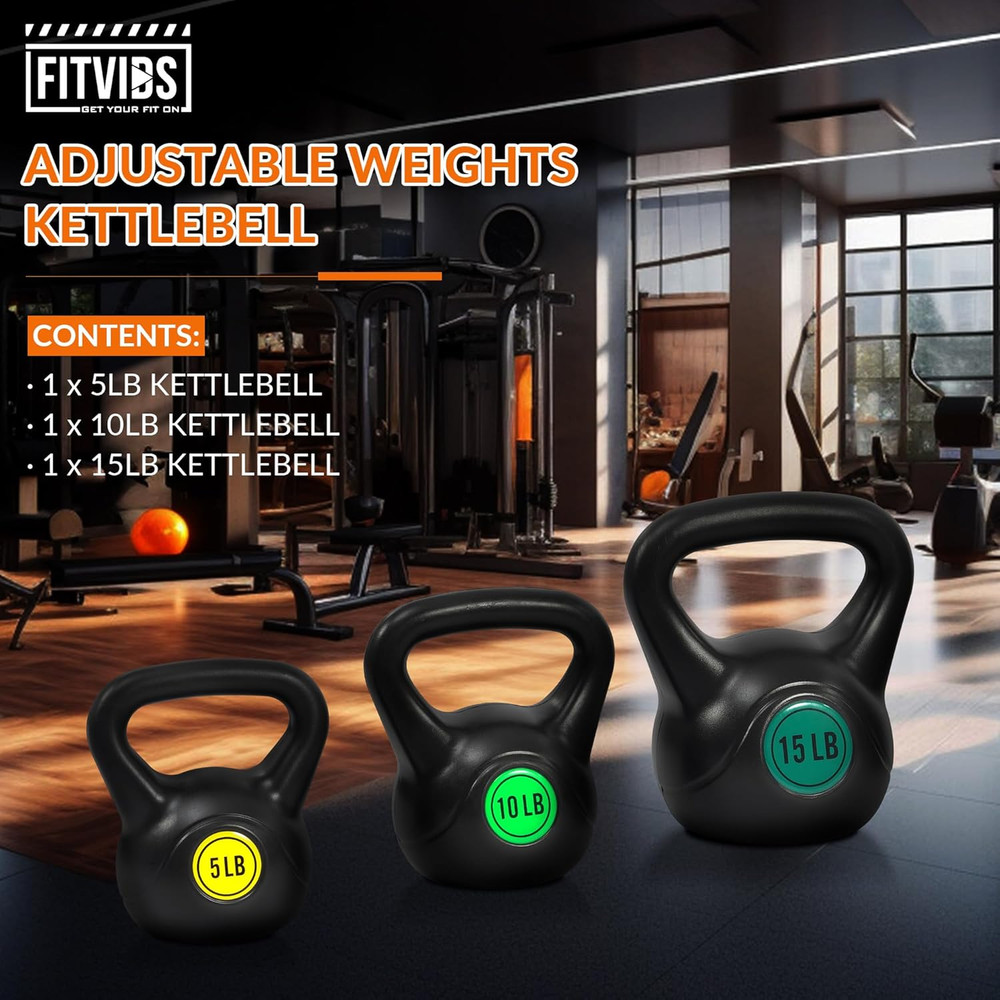 Kettlebell Set - Strength Training Weights - 3 Piece Set