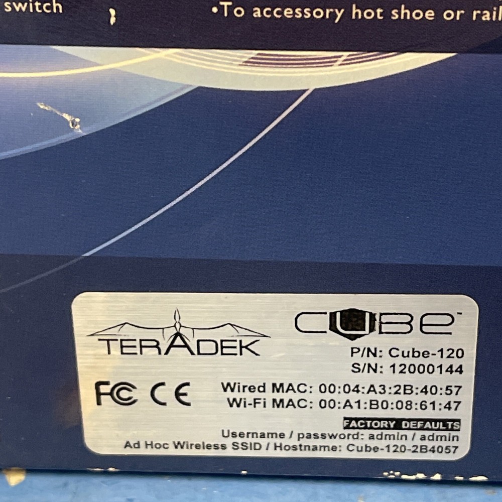 TERADEK CUBE CAMERA TOP HD VIDEO ENCODER CUBE-120