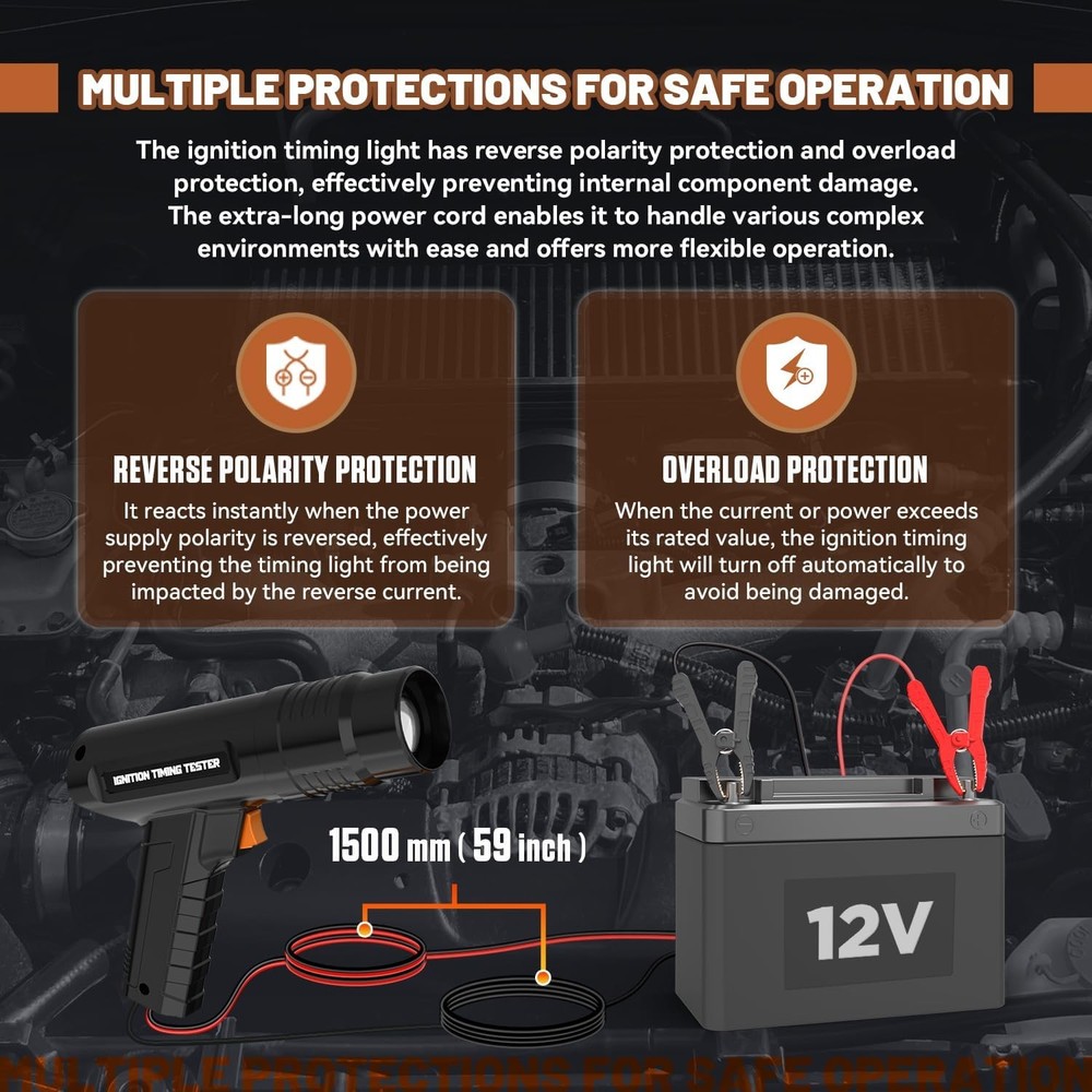 Timing Light Automotive 12V Engine Ignition for 2&4 Stroke Black