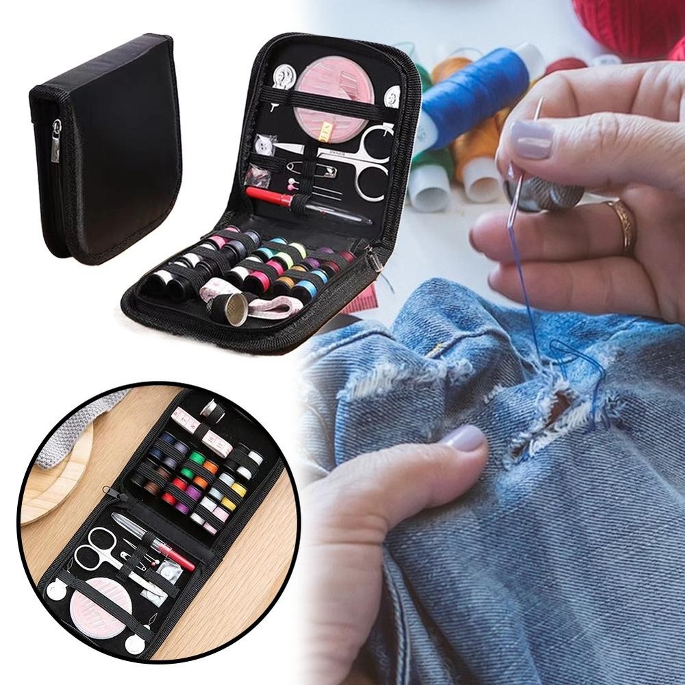 Portable Sewing Kit Home Travel Case Needles Thread Scissors Set Box -