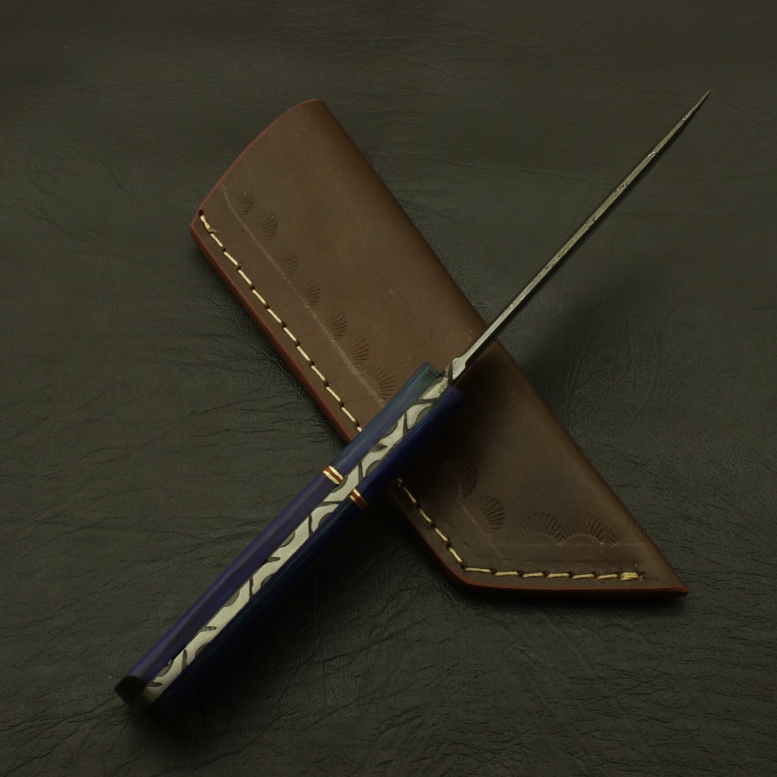 Damascus Tanto Knife Handmade Damascus Steel Hunting Knife Full Tang with Sheath