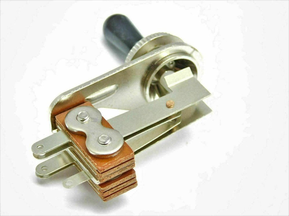 Right Angle 3-Way Toggle Switch for 2 Pickup Guitars Nickel with black tip