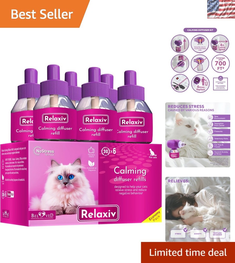 6-Pack Natural Cat Diffuser Refills for Calming Pheromones & Behavior Control