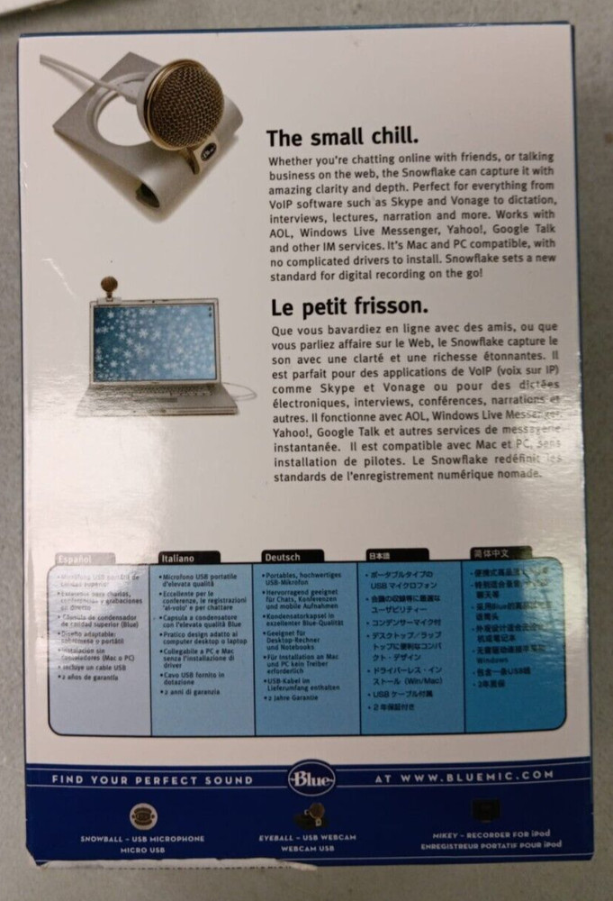 Blue Snowflake Portable USB Microphone - Color: Silver