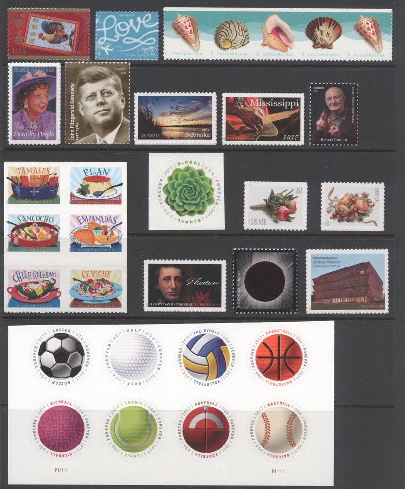 2017 U.S. COMMEMORATIVE YEAR SET *69 STAMPS* WITH PRIORITY & EXPRESS MINT-NH