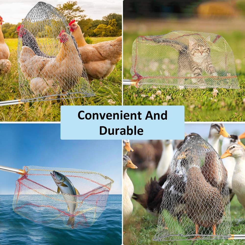 Chicken Catching Net Set – 2 Nets with Adjustable 74 Inch Pole, Lightweight B...