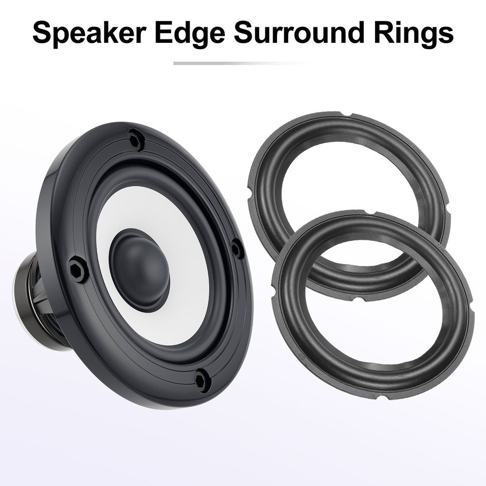 Black 5 Inch Rubber Notch Speaker Edge Surround Ring 2 Pcs