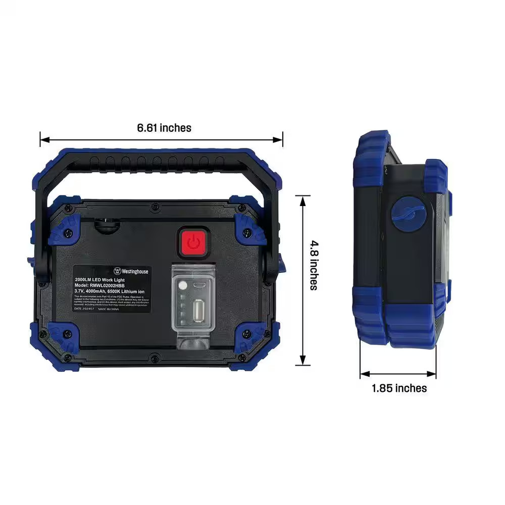 3.7-Volt 2000 Lumens LED Rechargeable Portable Work Light 2-Pack
