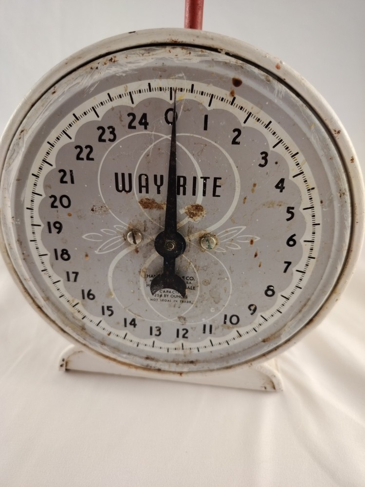 Vintage Red Way Rite Kitchen Scale Rustic Style 25 lbs.