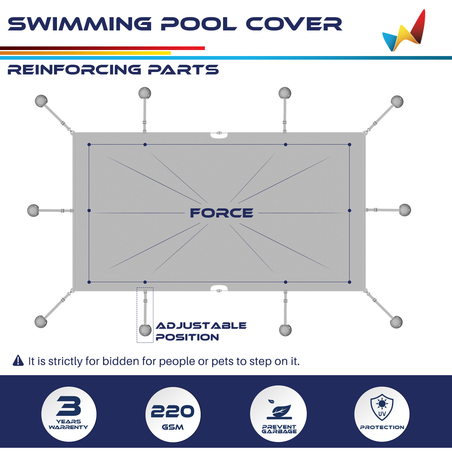 Inground Winter Pool Cover Rectangle Swimming Heavy Duty Safety Mesh Cover Gray