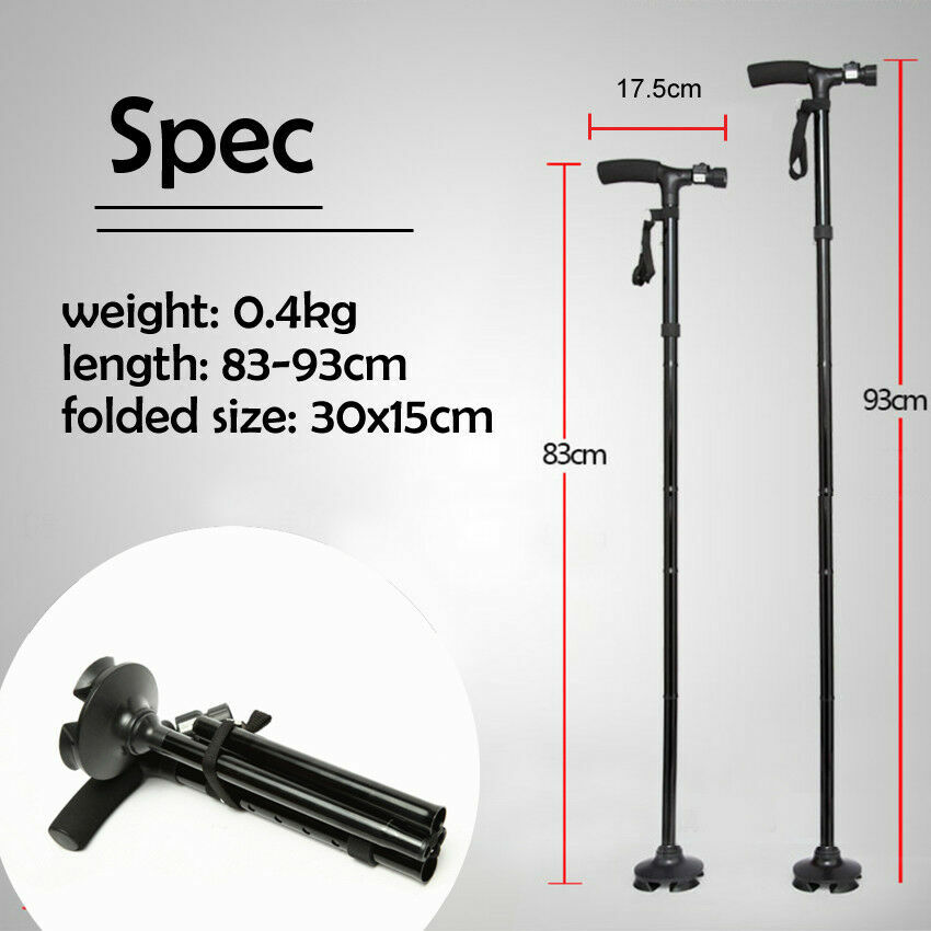 Collapsible Safety Walking Cane With LED Light Folding Adjustable Walking Stick