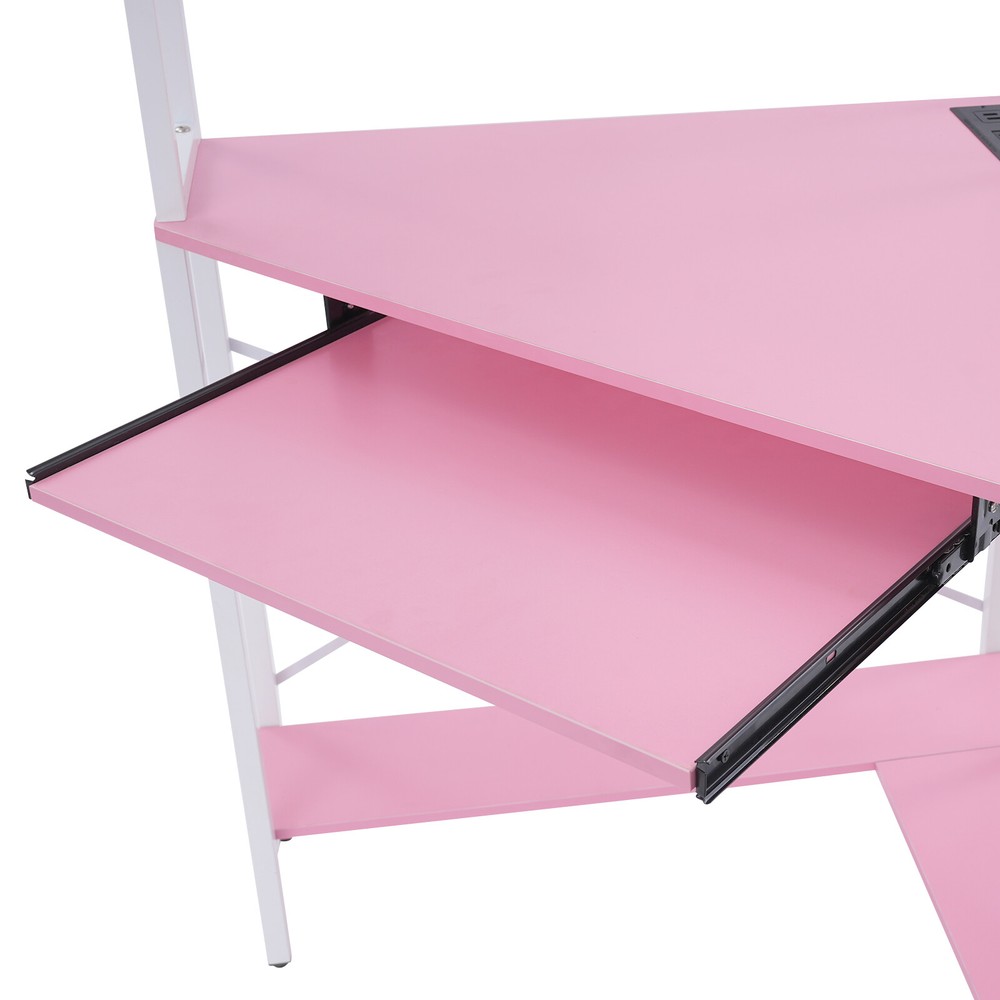 Triangular Corner Computer Desk with Power Outlets,29.5*29.5*60in Corner Table