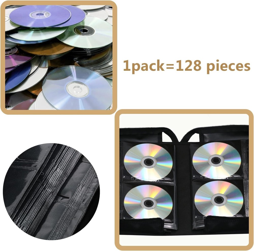 DVD Case CD Storage,128 Capacity Cases Holder Storage 128 Black