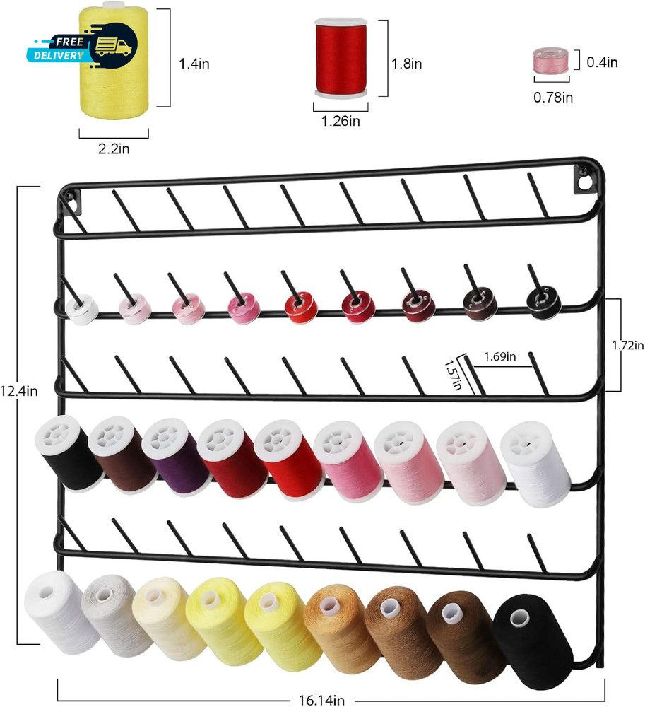Thread Holder Wall 2Pack54 Spools Thread Rack Wall Mount Embroidery Spool Thread
