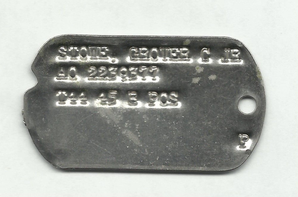 Vintage Dog tag WW2 military grover c stowe jr (#2)