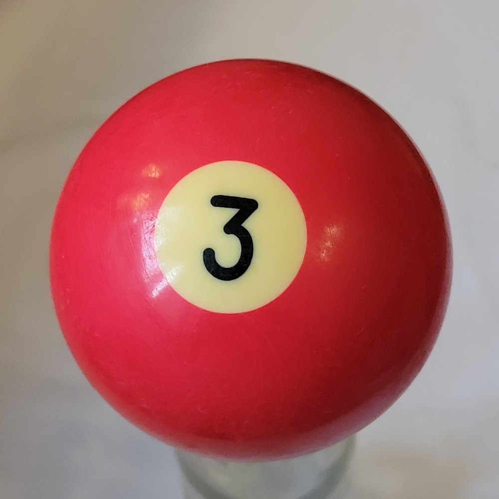 Vintage Number 3 Red Replacement Pool Billiard Ball Dot Lightly Yellowed Dot