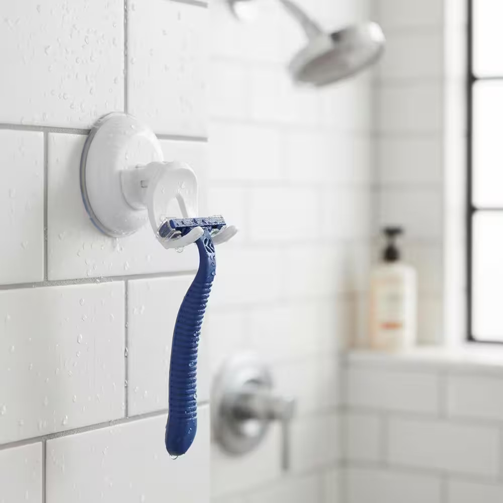 White Bath Men Razor Shaver Suction Mounted Holder