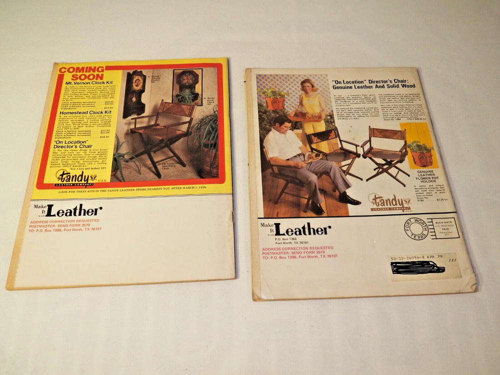 2 Vintage Make it With Leather Magazines w/Pattern Pull Outs 1978