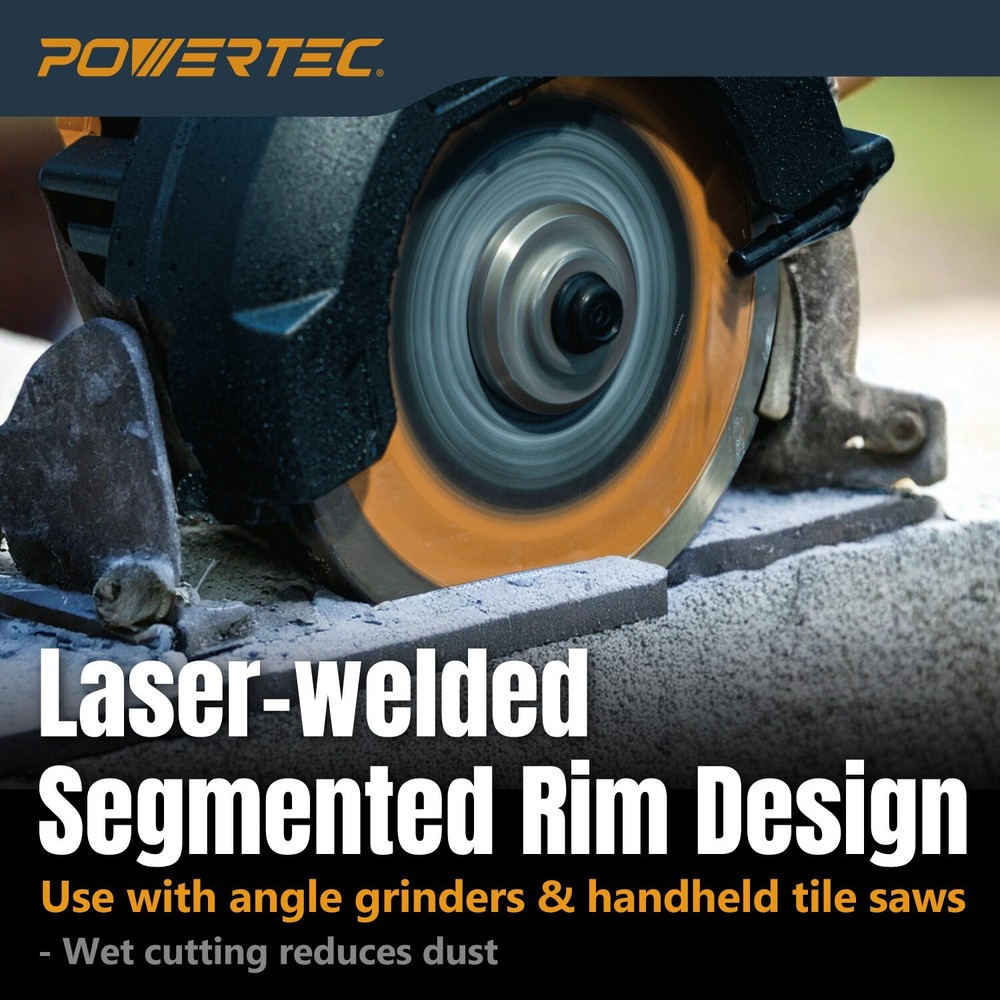 POWERTEC 4-1/2" Laser-Welded Segmented Diamond Saw Blade for Angle Grinder