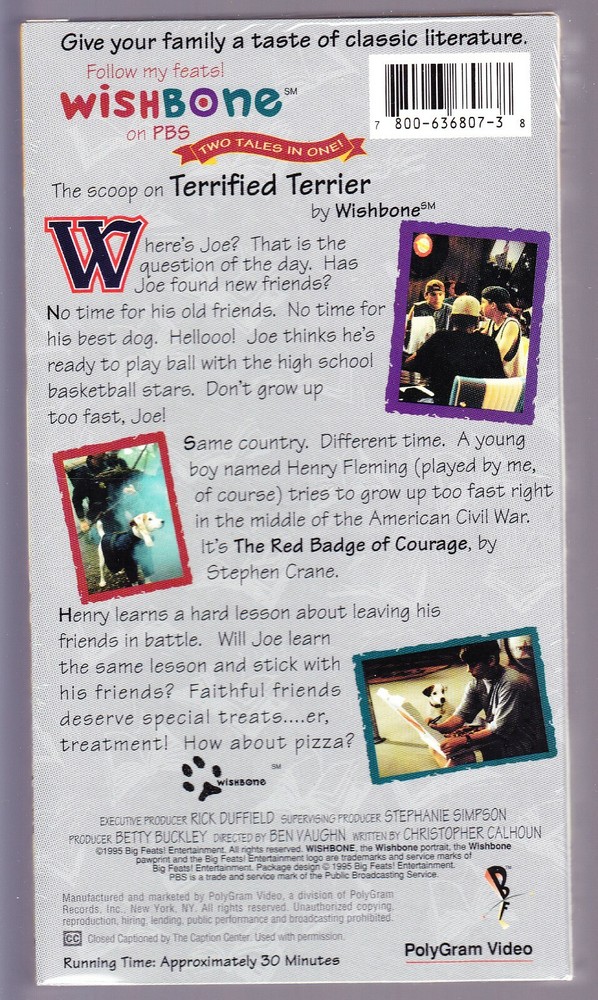 Wishbone: Terrified Terrier [VHS] BRAND NEW