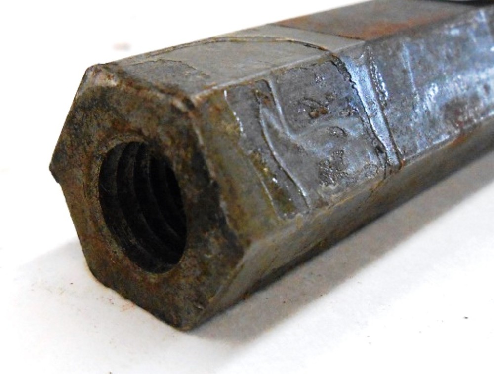 HEX AXLE, 11/16" DIA, 22" WIDTH, TAPPED BOTH ENDS, UNKNOWN BRAND