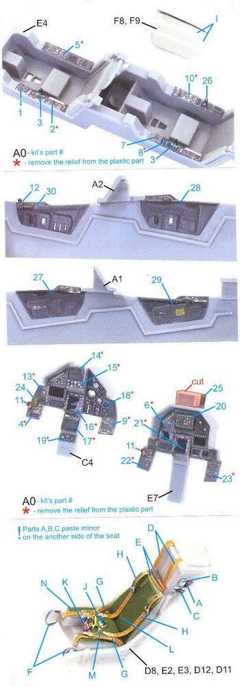 Quinta Studios 1/48 DASSAULT MIRAGE 2000D DECAL COLORED INTERIOR SET Kinetic