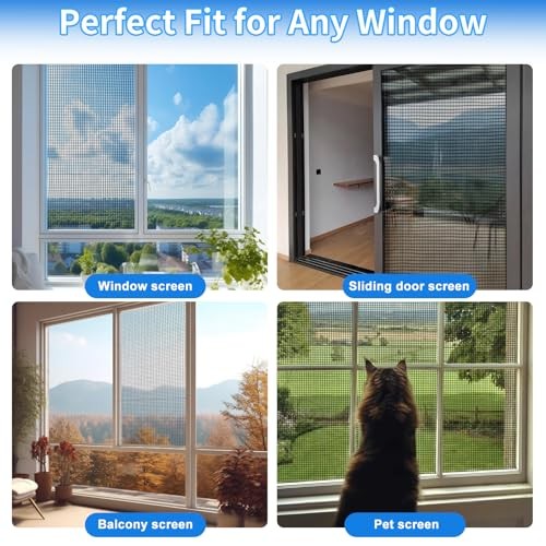 Window Screen Repair Kit 48"x118" - Includes Full Tools Set Replacement Window