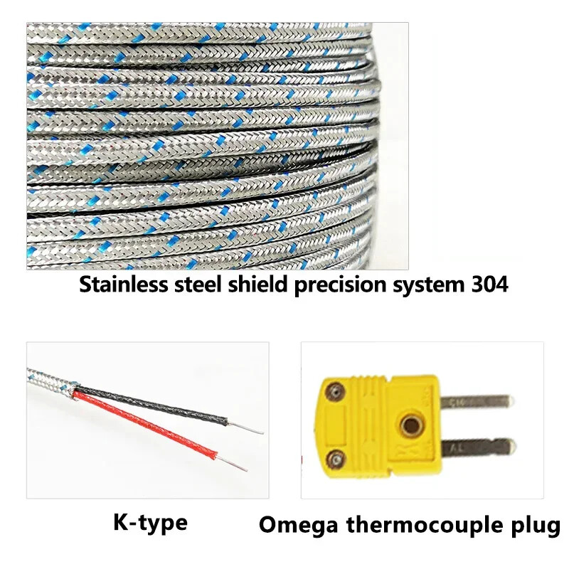 Thermocouple Braided Cable Temperature Sensor Stainless Steel Pointed Insertion