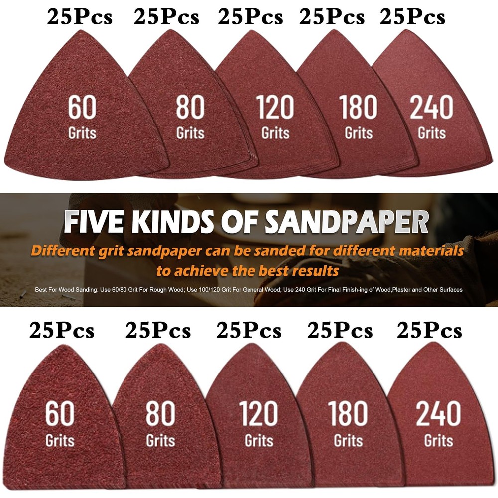 Sanding Pads Kit 260pcs Multi Tool Sanding Attachment 5pcs Triangle & Finger
