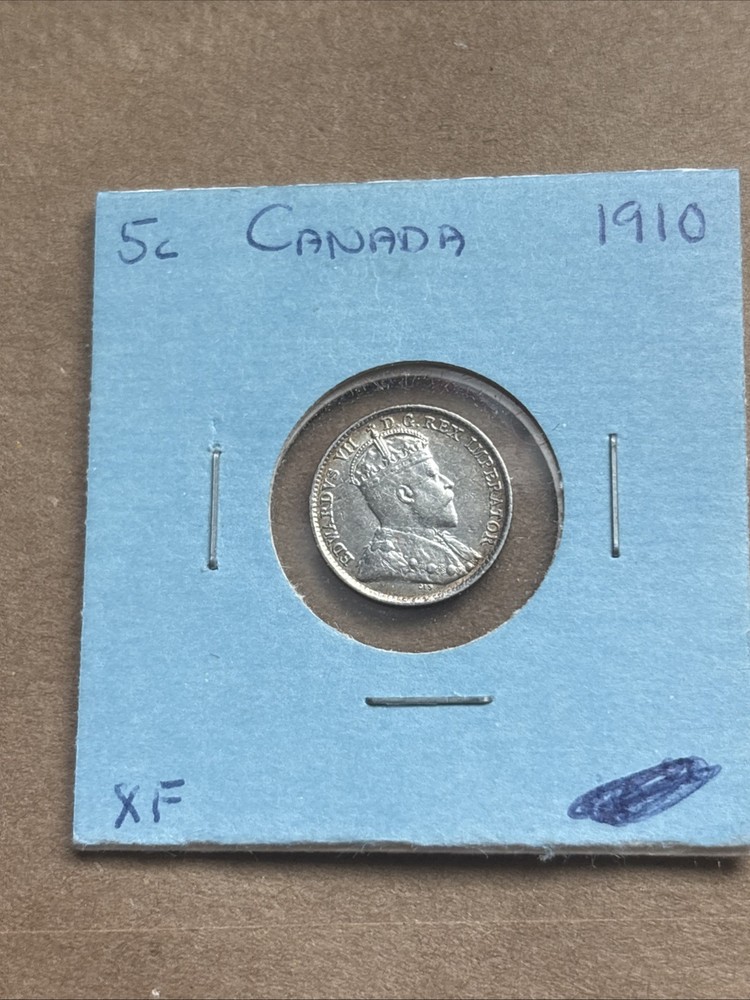 1910 CANADA Silver 5 Cents 🔥