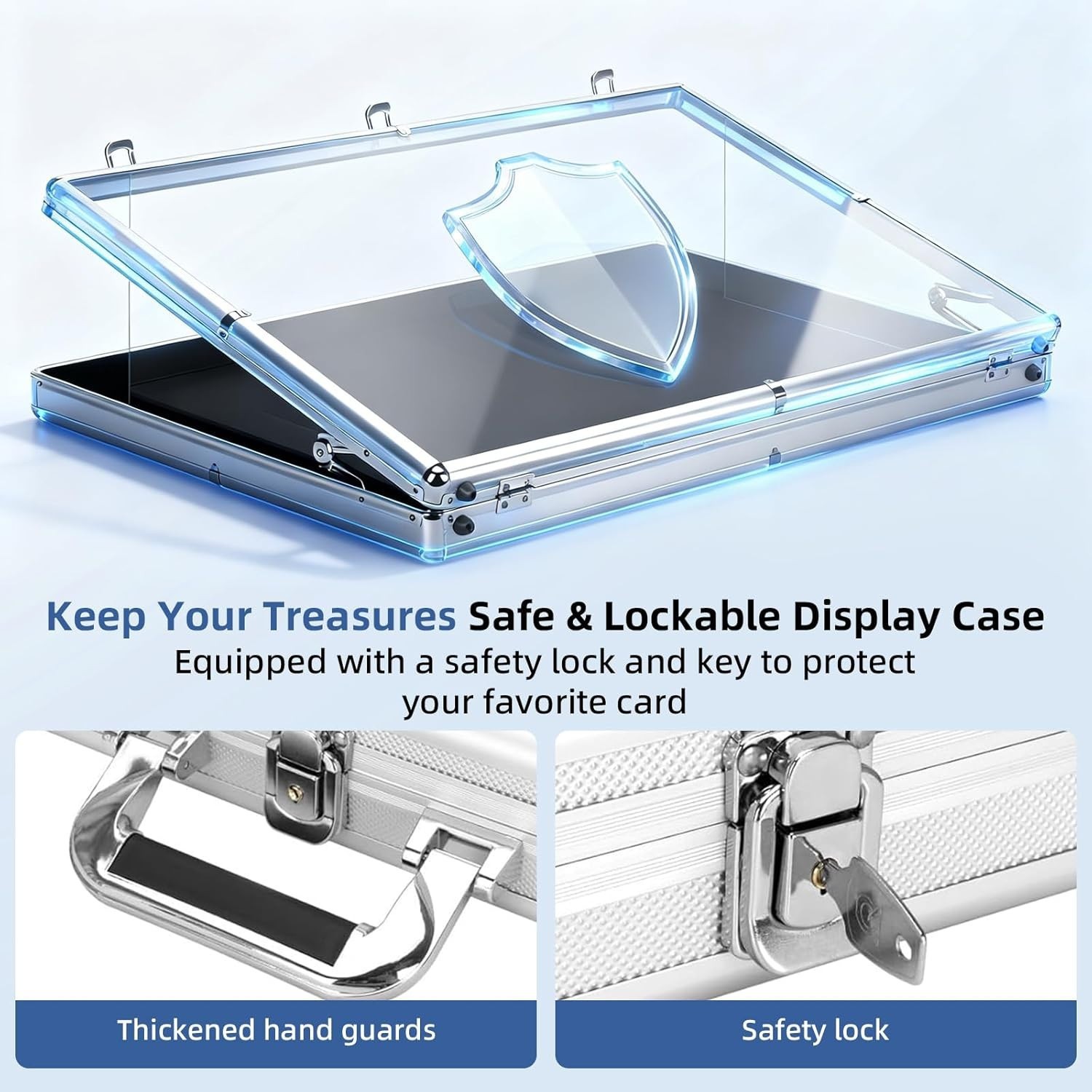 Aluminum Acrylic Clear Top Display Locking Travel Case Trading Coin/Card/Jewelry