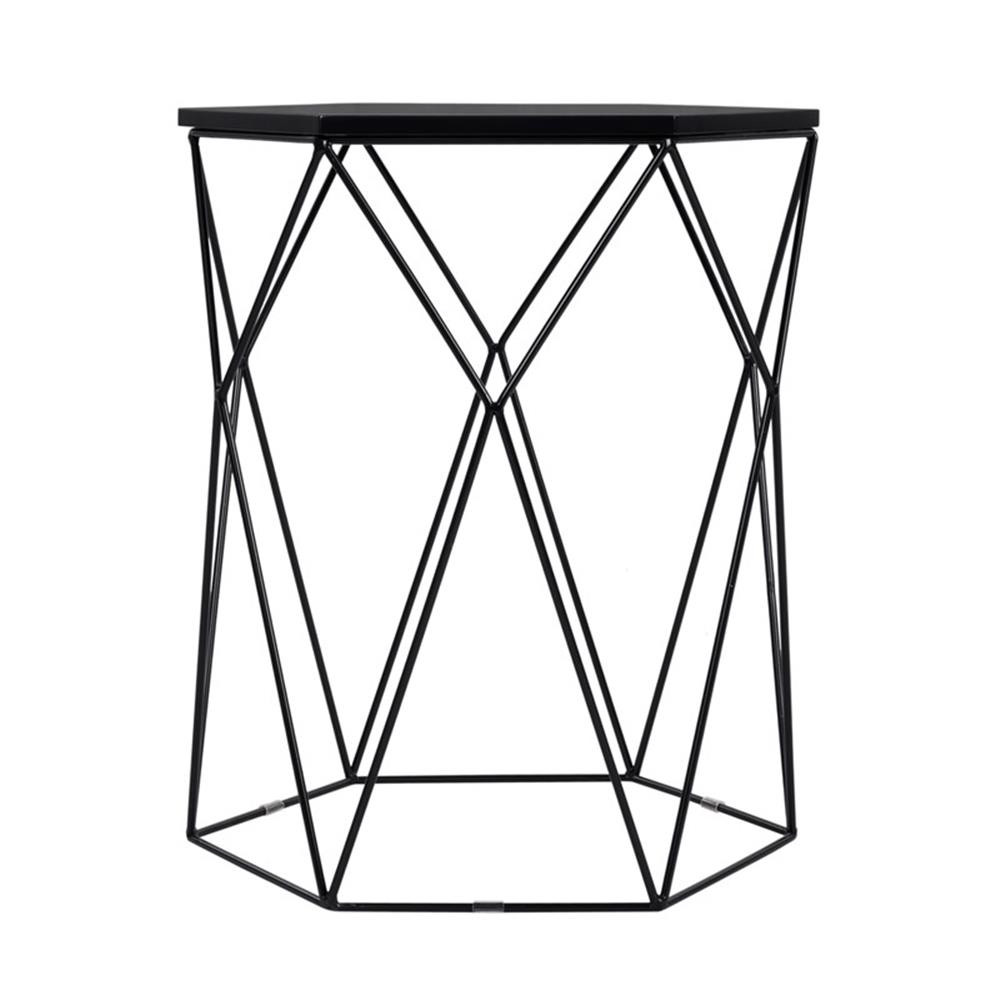 Pemberly Row Modern Element Geometric Side Table in Midnight Black