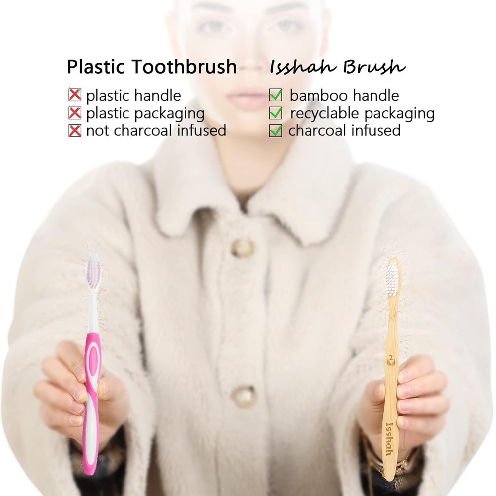 Biodegradable Eco-Friendly Bamboo Toothbrushes, 12 Count