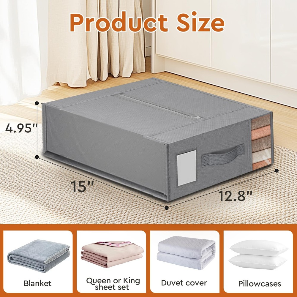 4 Pack Bed Closet Organizers and Storage,Sturdy Foldable Storage Containers w...