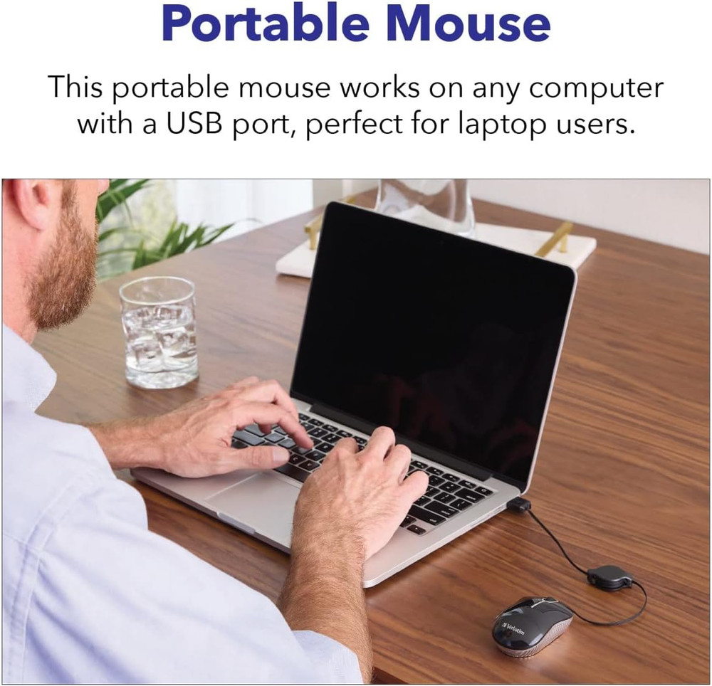 Wired Optical Computer Mini USB-A Mouse - Plug & Play Corded Small Travel Mouse