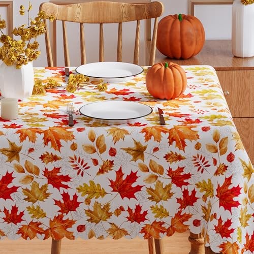 Fall Tablecloth 52x70 Inch Rectangular, Fall Decorations for Home Waterproof