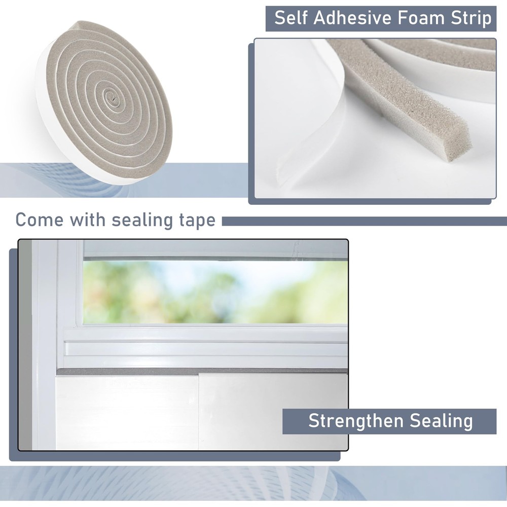 Dual Hose Portable Air Conditioner Window Kit, 5" Diameter Adjustable Window ...