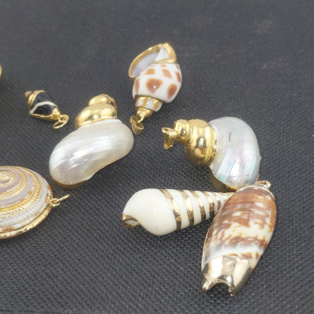 Gold Gilded Sea Shells Pendants 11 Total