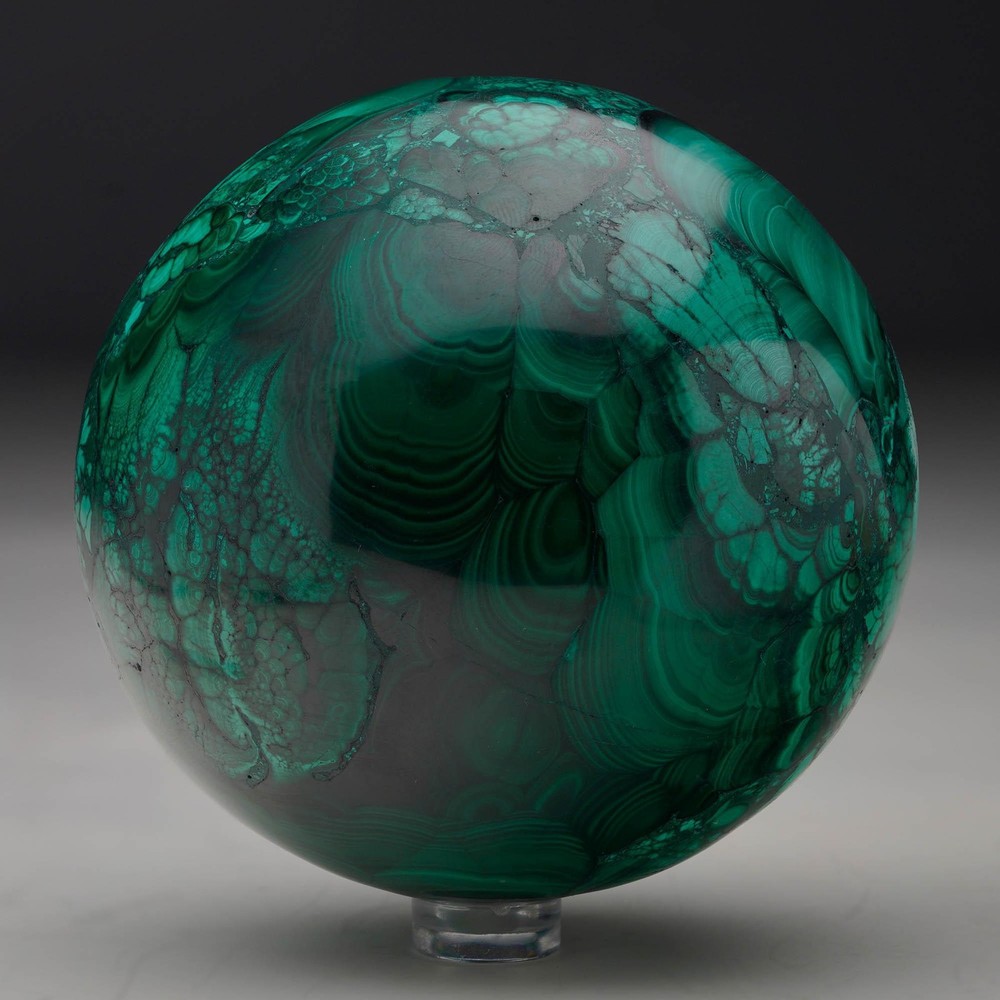 Hand-Polished Solid 3.5" Diameter Malachite Sphere // Ver. III