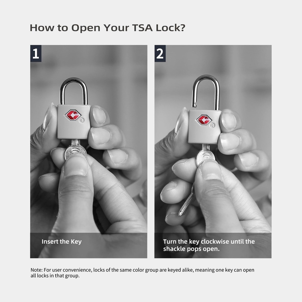 UP Security TSA Locks for Luggage with Keys, Approved Black