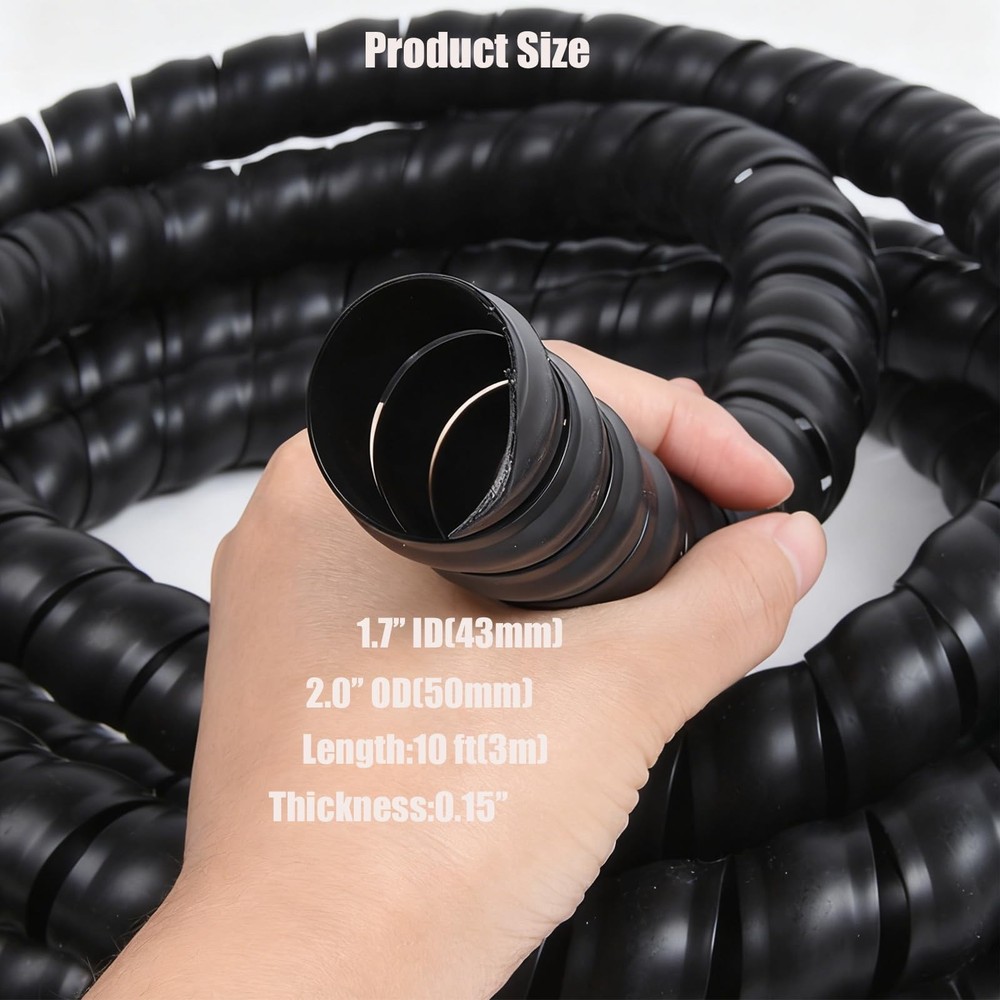 Spiral Wrap Cable Hose Protector 10 ft 2" OD 1.7" Safe Protector to Avoid Wear