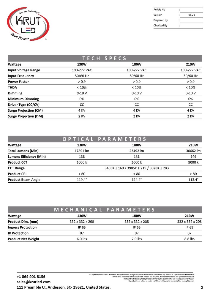 LED UFO High Bay Light 210W