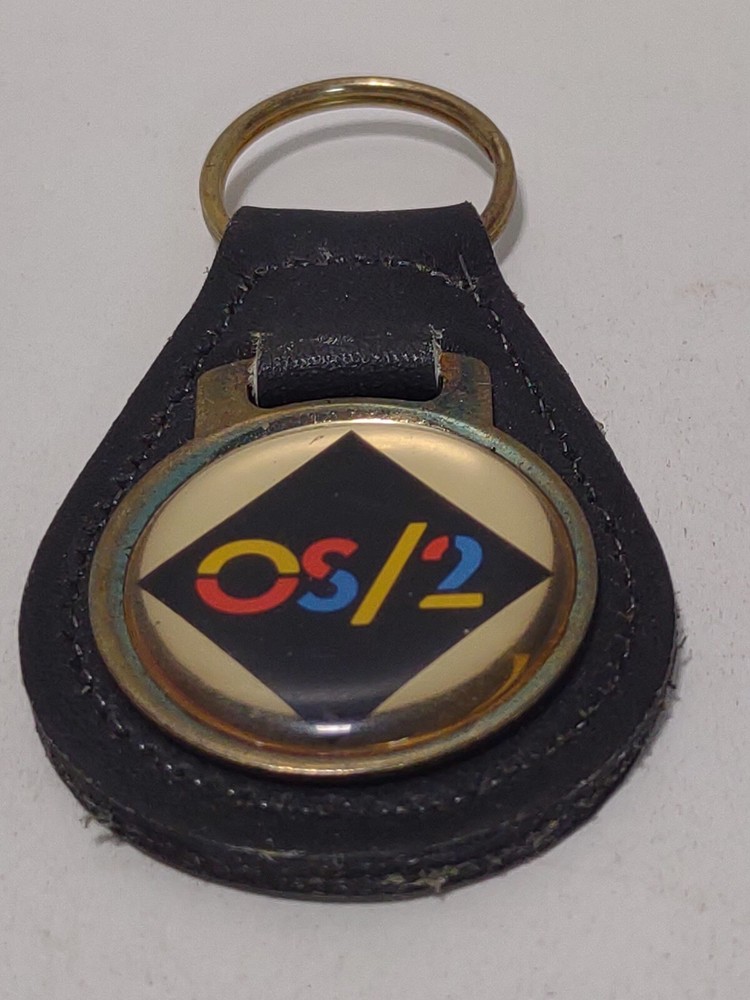 Vintage IBM OS/2 Operating System Logo Leather Keychain Retro Computer