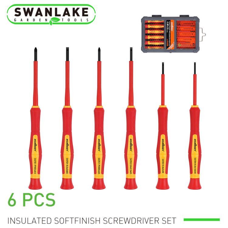 6pc Electrician's Insulated Magnetic Electrical Hand Screwdriver Tool Set & Case