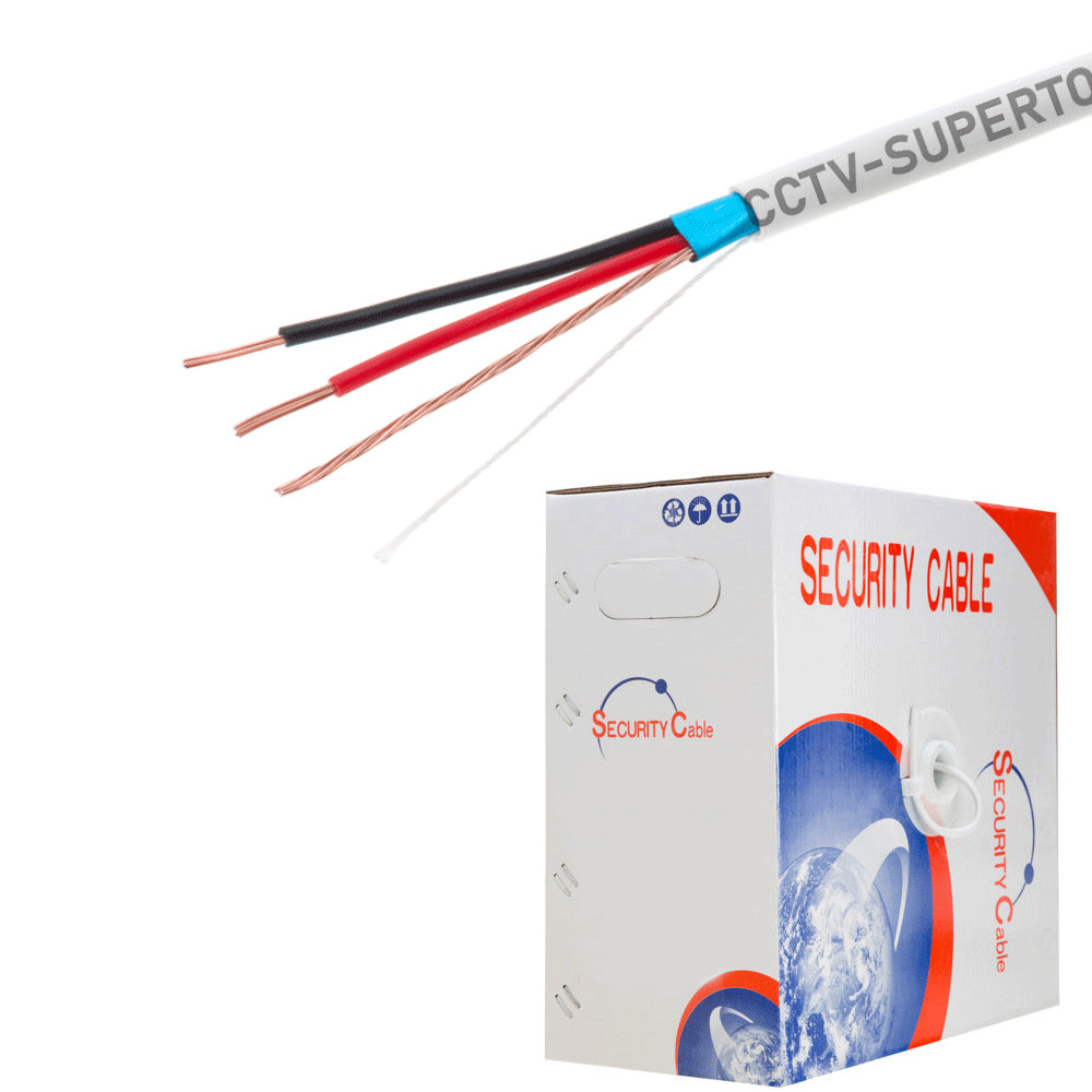 500FT 22/2 AWG Stranded Alarm Wire Cable CCA Shielded White for Security System