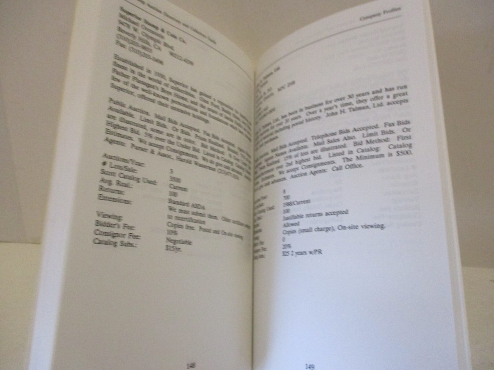 The Stamp Auction Directory & Collectors Guide 1993 Softcover Book