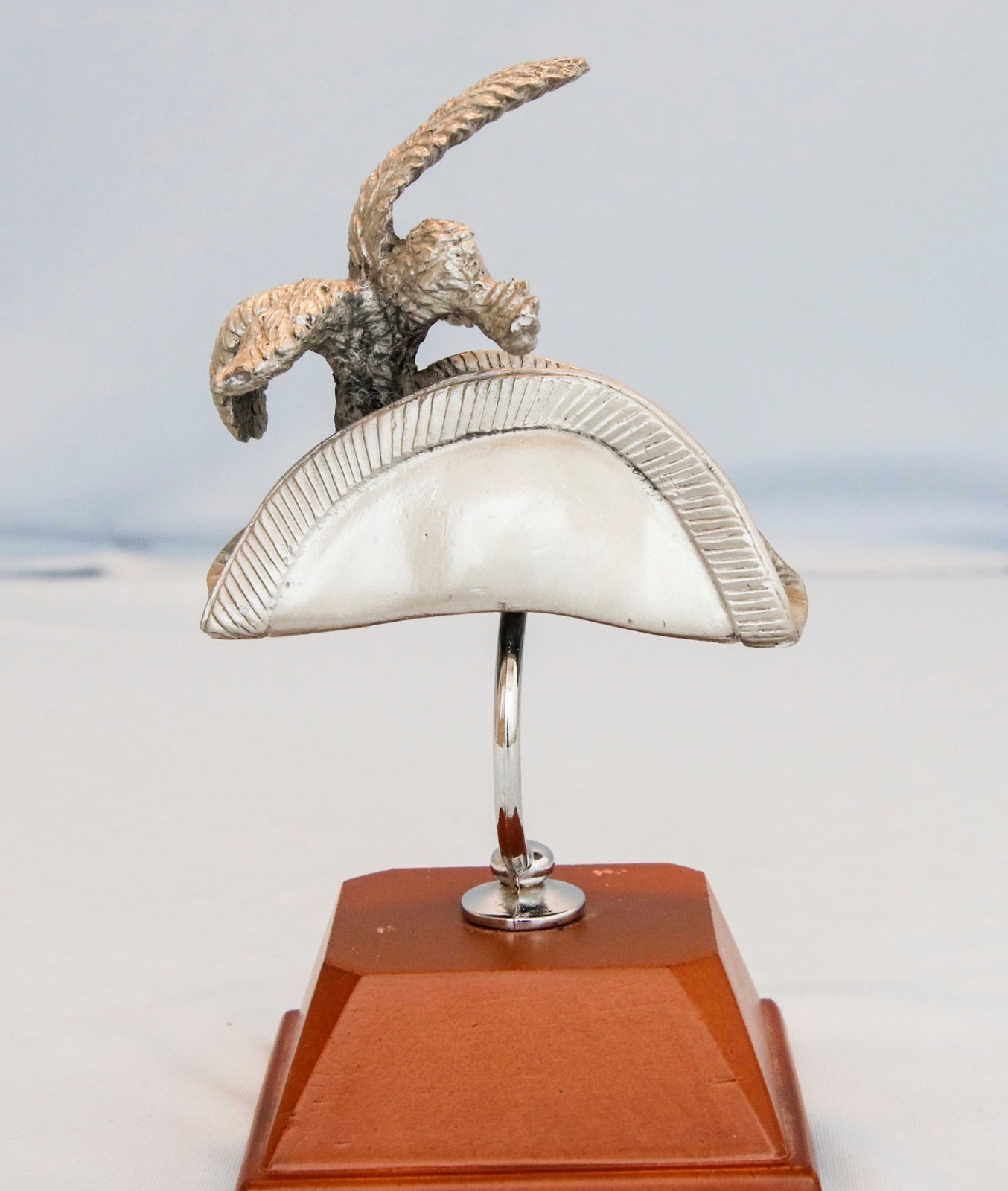 Vintage Miniature Metal France French Military Bicorne Hat w Plume Louis XV