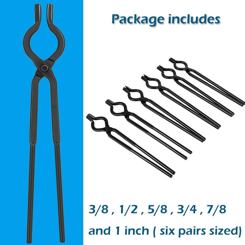6PC V-Bit Bolt Knife Making Blacksmith Tong Set Bladesmith Tool Anvil Vise Forge