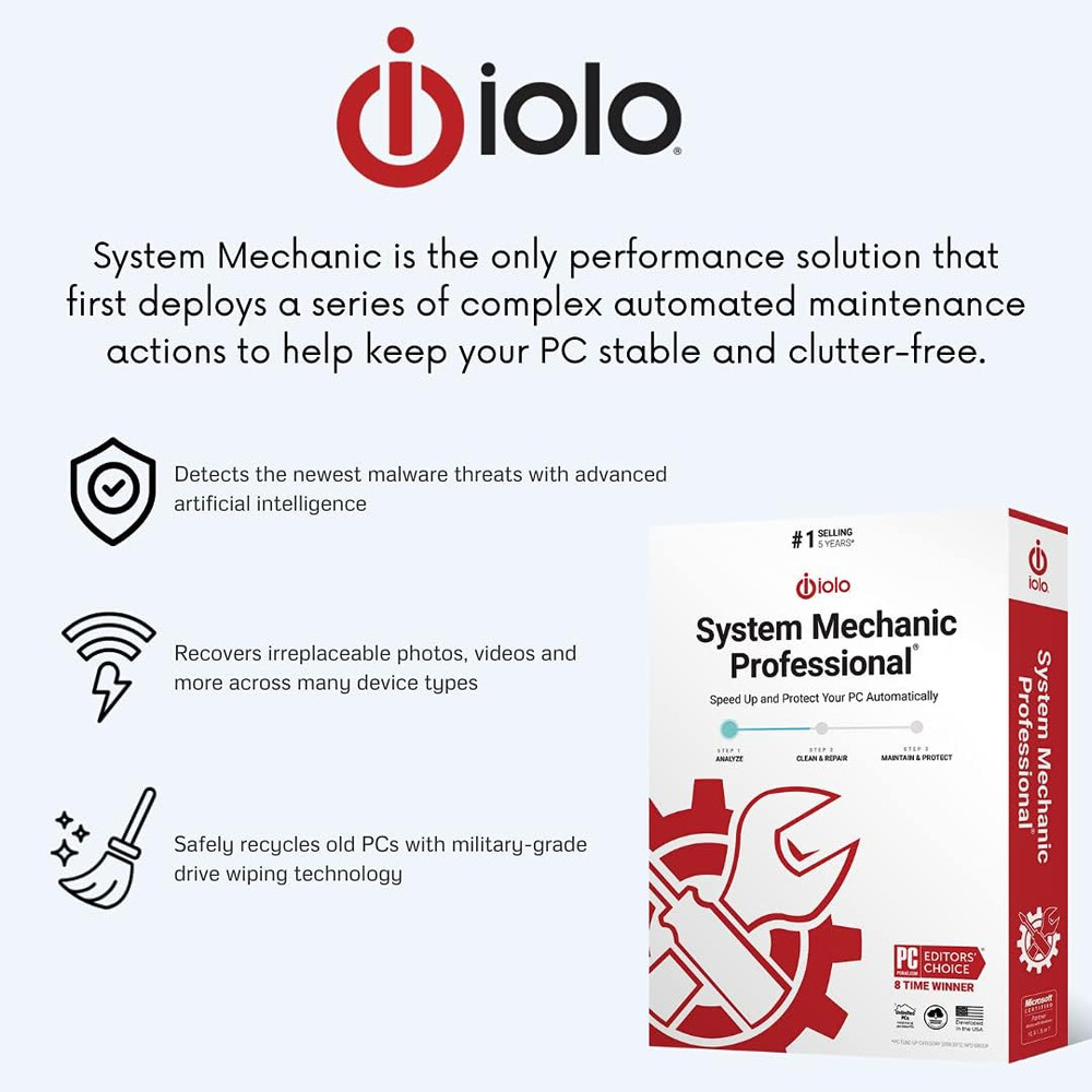 Iolo - System Mechanic Pro, Computer Cleaner for Windows, Blocks Viruses and Spy